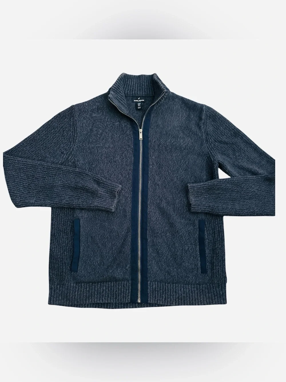 Daniel Hechter full-zip mock neck sweater jacket with ribbed cuffs  Mens M